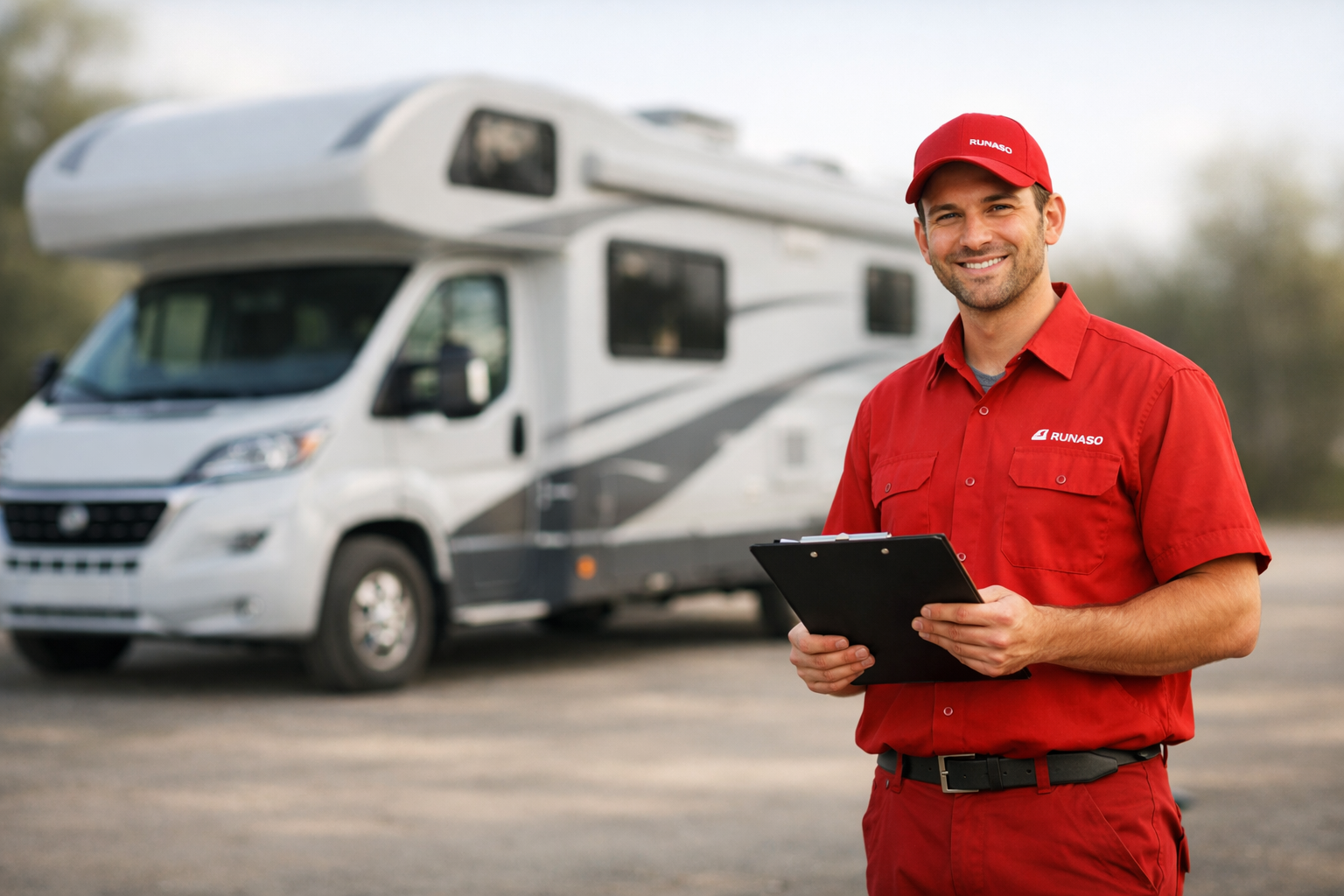 RUNASO Tech in Front of an RV